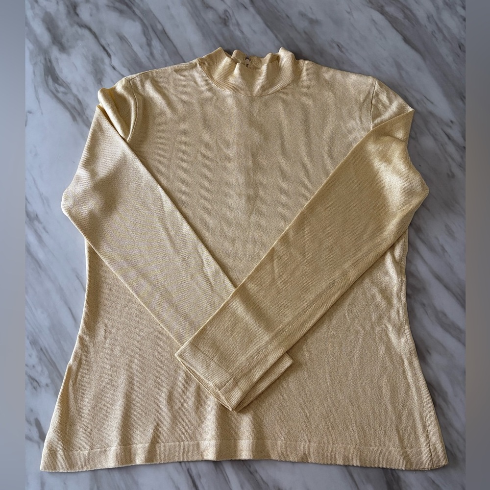 Vintage St. John Collection By Marie Gray Gold Mockneck Sweater